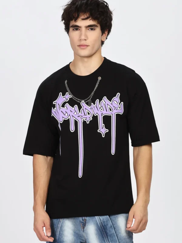 OVERSIZE FIT FRONT PRINTED WITH CHAIN DROP SHOULDER TSHIRT - Image 6