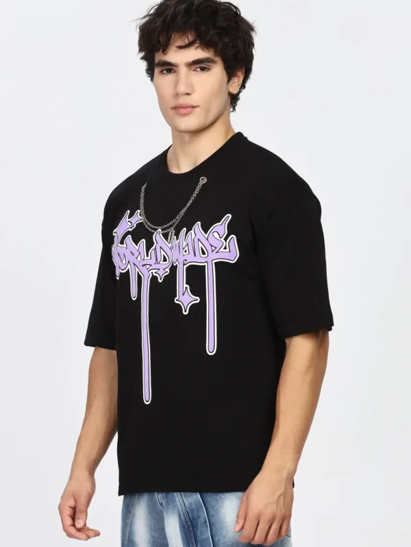 OVERSIZE FIT FRONT PRINTED WITH CHAIN DROP SHOULDER TSHIRT - Image 5