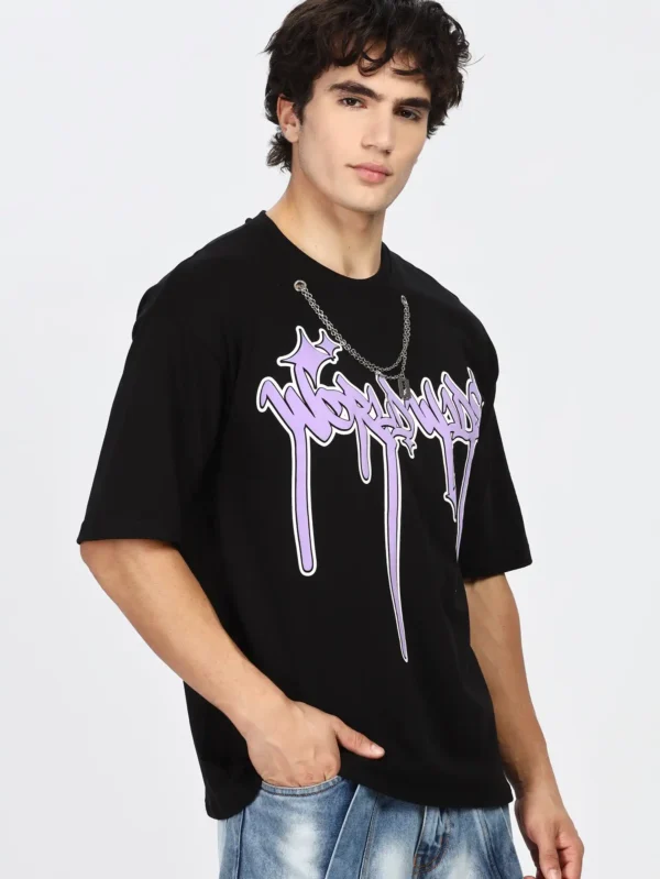 OVERSIZE FIT FRONT PRINTED WITH CHAIN DROP SHOULDER TSHIRT - Image 4