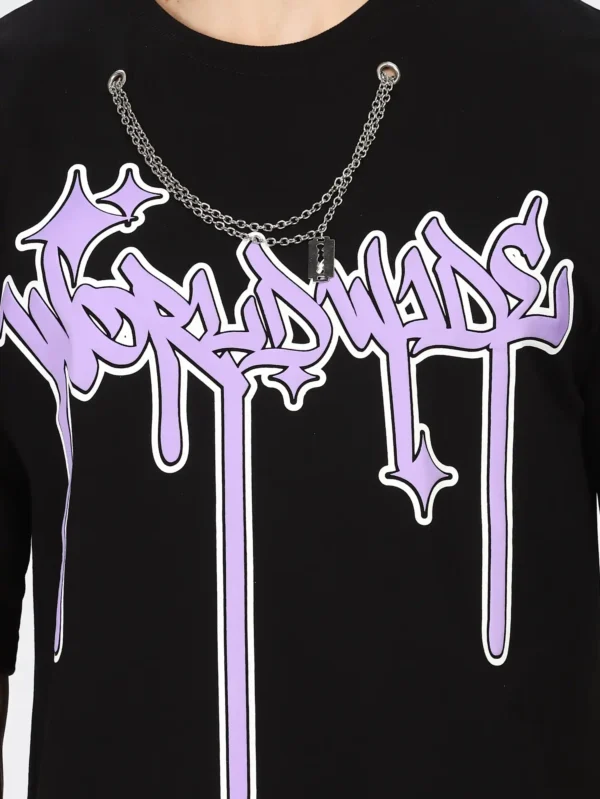 OVERSIZE FIT FRONT PRINTED WITH CHAIN DROP SHOULDER TSHIRT - Image 2