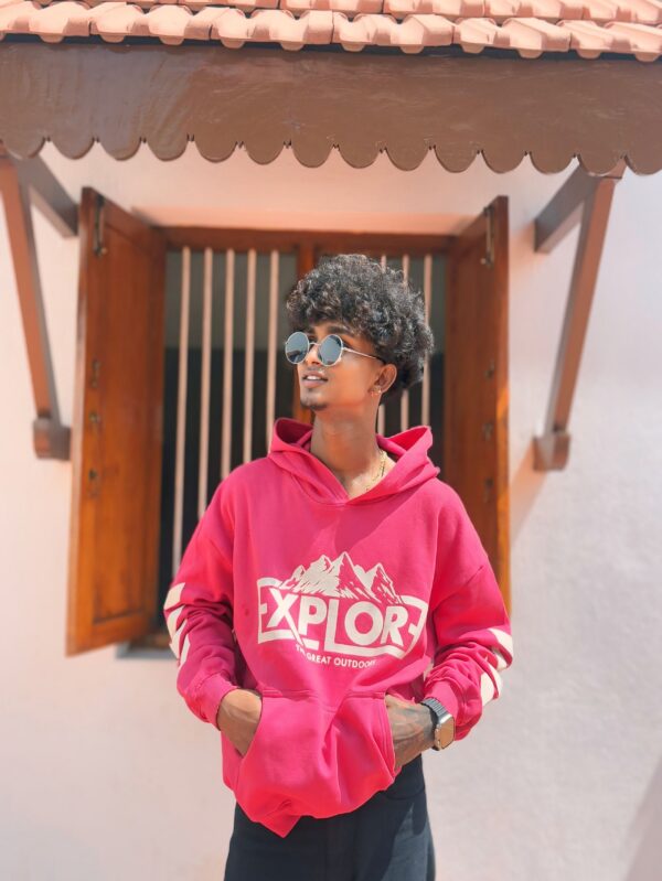 OVERSIZE FIT EXPLORE TEA ROSE HOODIE - Image 4