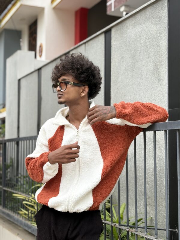 CUT AND SEW FUR ZIPPER HALFWHITE-RUST - Image 3