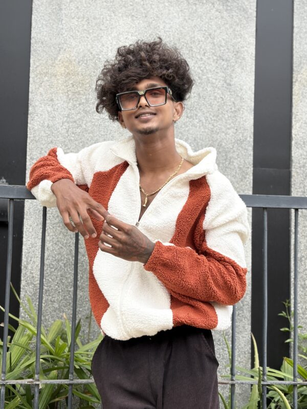CUT AND SEW FUR ZIPPER HALFWHITE-RUST - Image 4