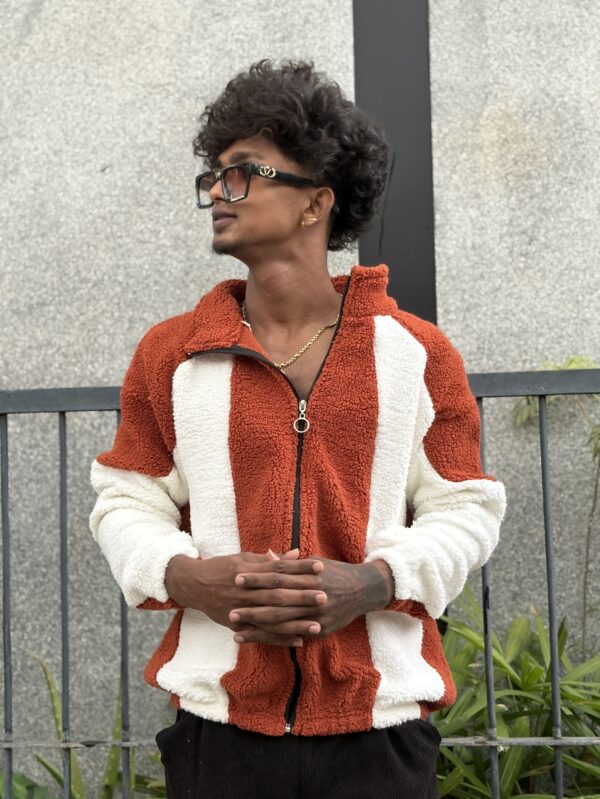 CUT AND SEW FUR ZIPPER RUST-HALFWHITE - Image 5