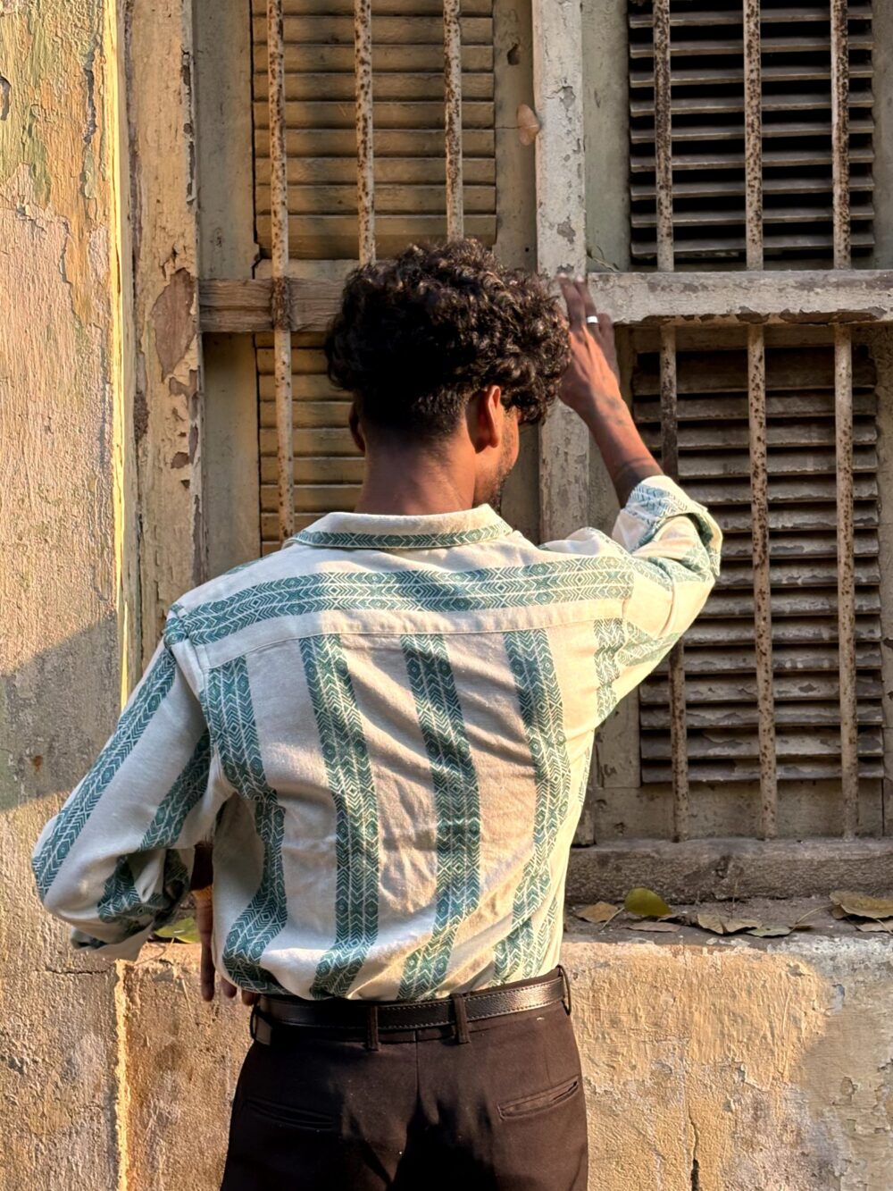 GREEN STRIPPED JACQUARD SHIRT - Image 3