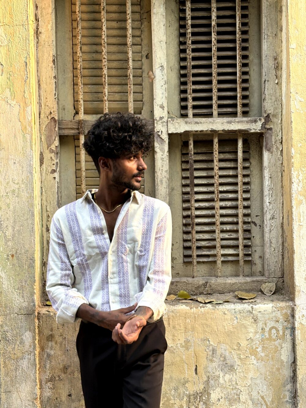 PURPLE STRIPED JACQUARD SHIRT - Image 3