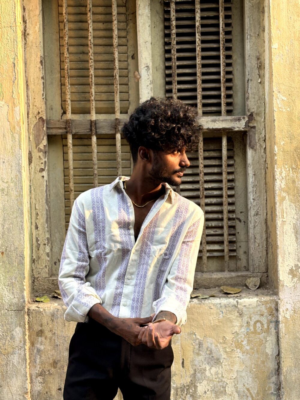 PURPLE STRIPED JACQUARD SHIRT - Image 4