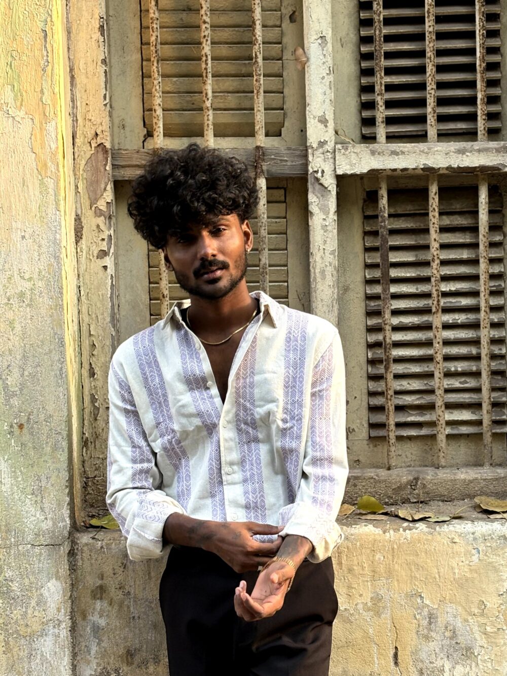 PURPLE STRIPED JACQUARD SHIRT - Image 2