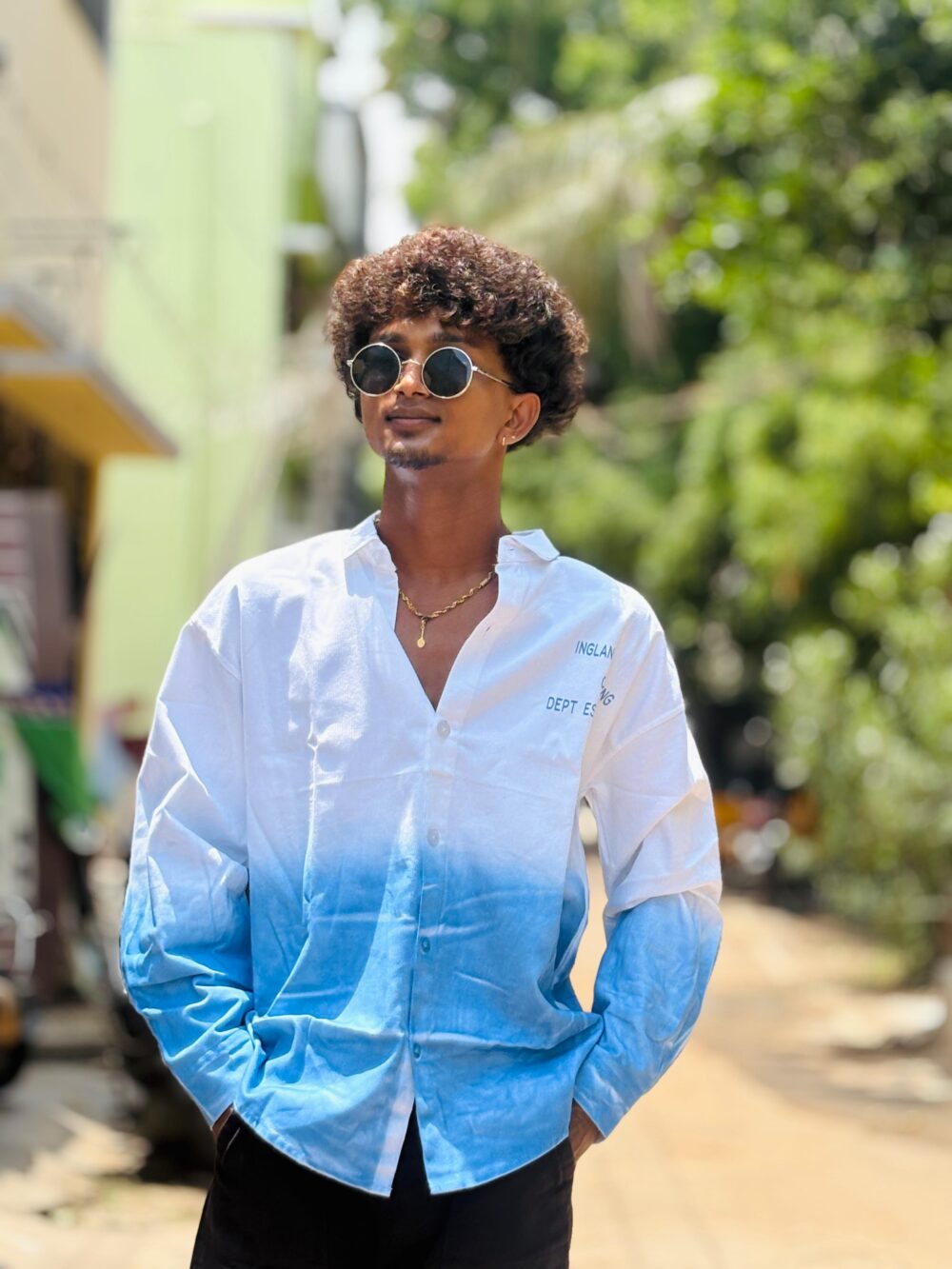 DIP AND DYE OVERSIZE SHIRT (BLUE) - Image 3